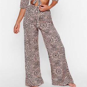 Nasty Gal Cheetah Wide Leg Pants
